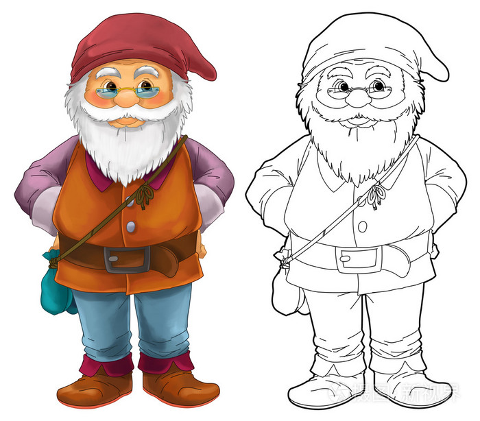 卡通小矮人与其他着色页