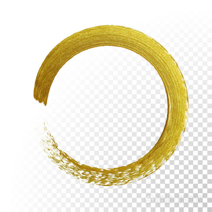 金色圆形闪光纹理画笔矢量透明背景