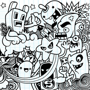 矢量插画怪兽和可爱的外星人友好, 酷, 可爱的手绘怪物收集矢量 Eps 10 插图