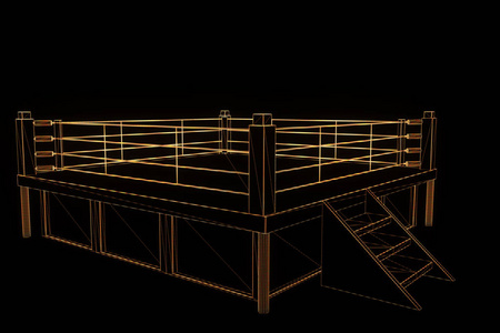 拳击在全息图线框。漂亮的 3d 渲染