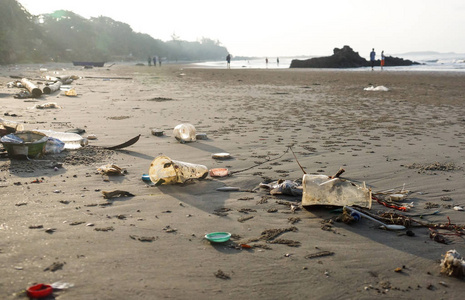 海洋中的垃圾影响海洋生物环境问题概念