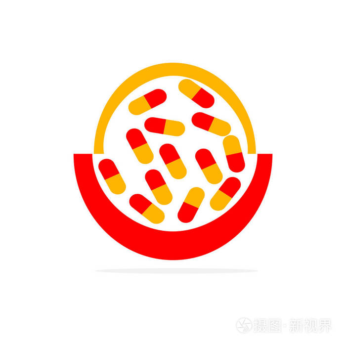 平面设计风格矢量 illustrati 红色和黄色胶囊