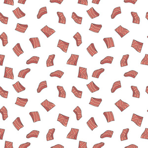 鲑鱼红鱼片矢量无缝图案或纹理