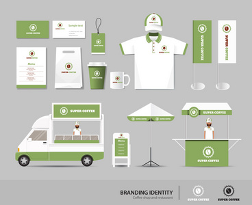 咖啡店概念和餐厅品牌标识模拟
