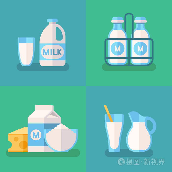 乳制品的新鲜有机牛奶载体概念背景插画-正版商用图片0ouyx7-摄图新