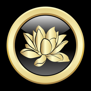 符号芙蓉.新奥尔良金色标志花徽标图标矢量图像模板符号芙蓉.