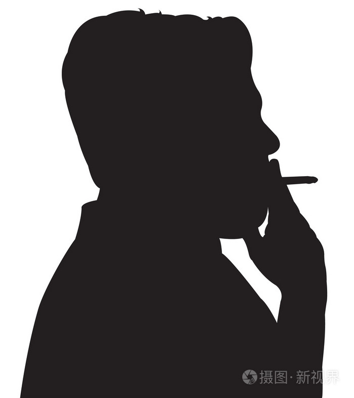男人吸烟剪影矢量