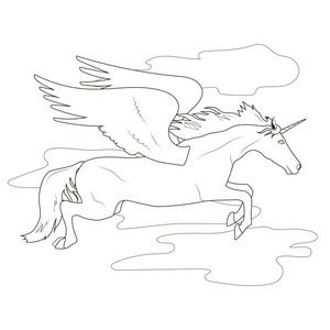 独角兽着色图片-独角兽着色素材-独角兽着色插画-摄图新视界