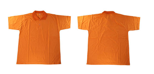 橙色男士衬衫被隔离在白色背景上
