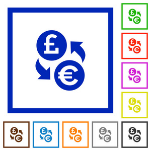 英镑欧元钱交换平面框架的图标