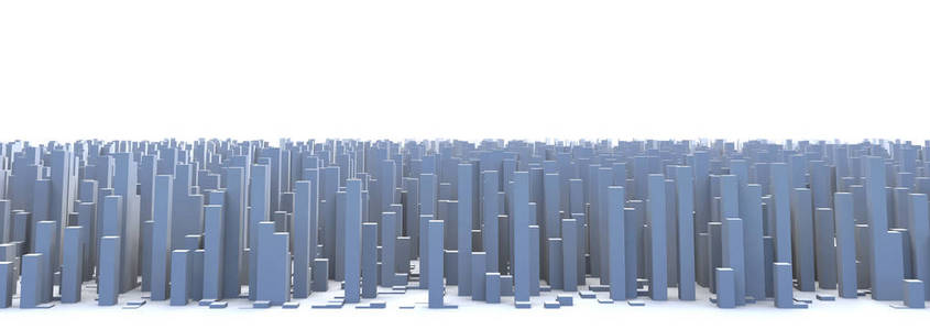 抽象城市天际线3d 简单砌块建筑