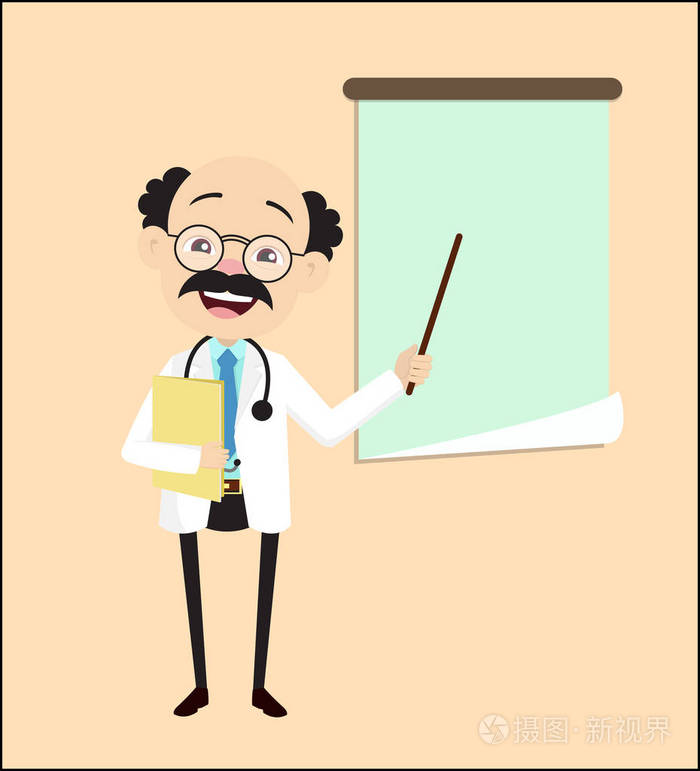 卡通博士教授在研讨会上的演讲向量