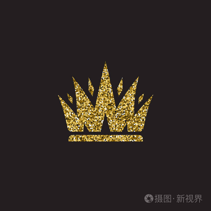 皇冠皇后皇家金头饰金金色饰品孤立的矢量插图黑色背景上的精英阶级