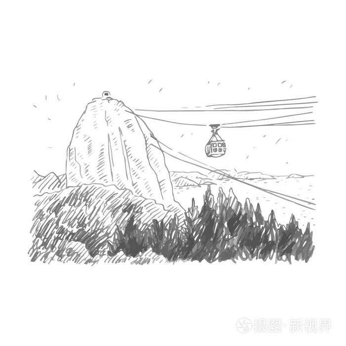 缆车线从舒格洛夫山,里约热内卢,巴西