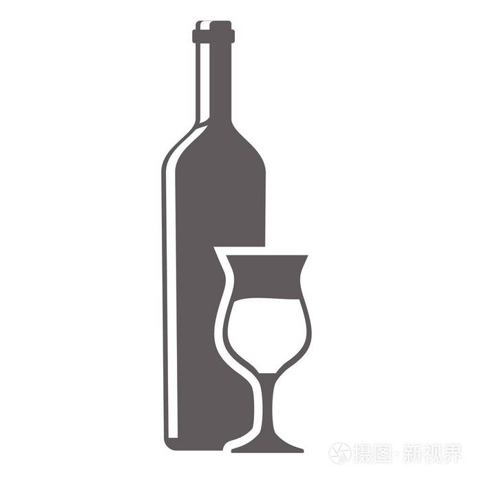 玻璃瓶和杯酒剪影