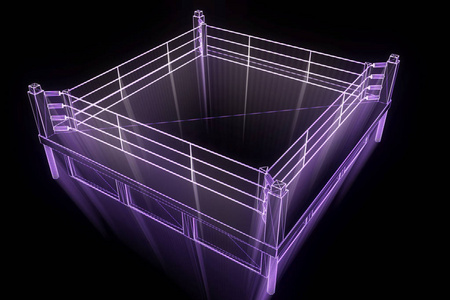 拳击在全息图线框。漂亮的 3d 渲染