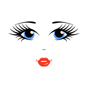 黑色和白色矢量图.眼睛, 脸颊和嘴唇照片