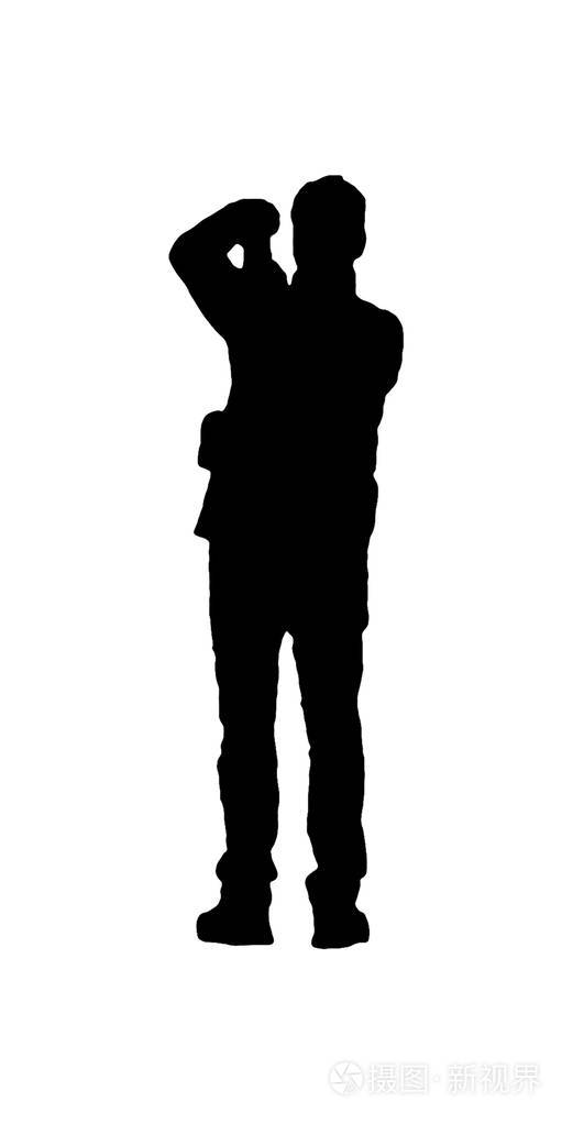 男人以照片的背影剪影插图