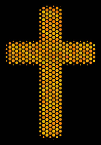 六角半色调宗教十字图标