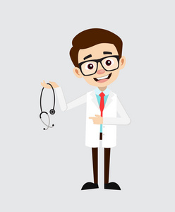 心脏病漫画年轻心脏病医生显示听诊器载体照片