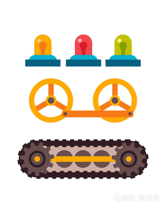 机器零件不同机制矢量图