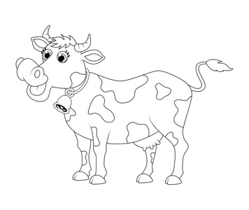 卡通可爱奶牛轮廓设计在白色背景下隔离