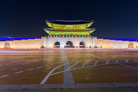 景福宫晚上在首尔韩国