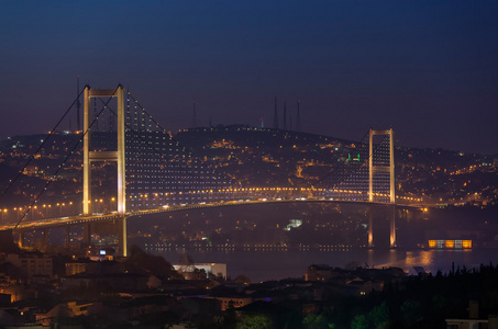 博斯普鲁斯海峡大桥夜景