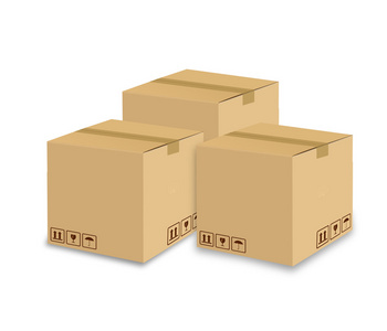 白色背景上的密封的纸箱照片