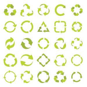 回收站在绿色平面样式中设置的生态标志