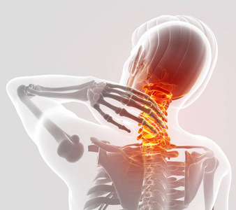 男人感觉颈部疼痛三维图