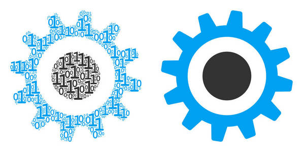 二进制数字的齿轮马赛克