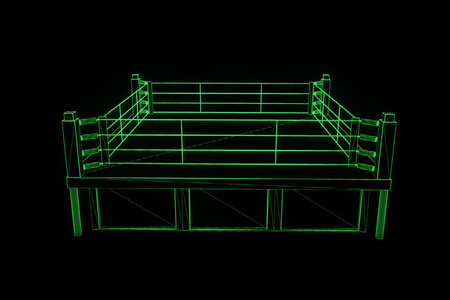 拳击在全息图线框。漂亮的 3d 渲染