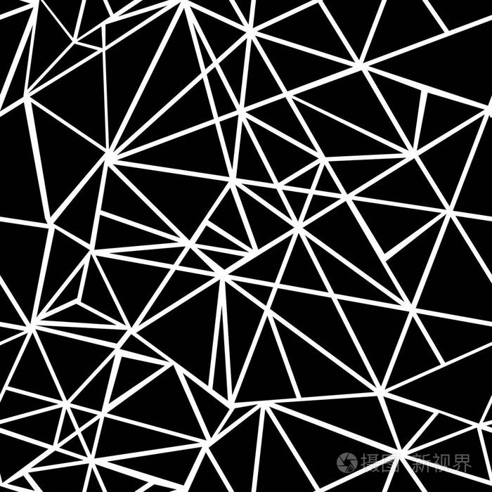 矢量黑白几何拼接三角形重复无缝图案背景可以用于织物壁纸文具包装