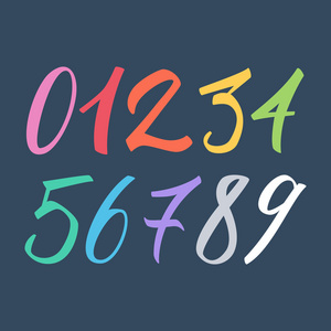数字上白色矢量图孤立套彩色在红色背景查出的手绘向量数字手绘儿童
