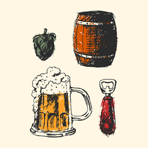 工艺啤酒和酒吧剪影矢量图图片