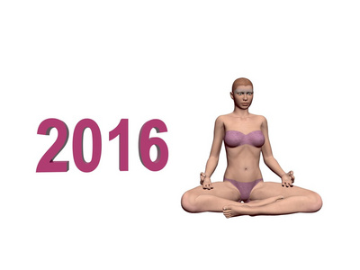 瑜伽3d 渲染快乐新的一年