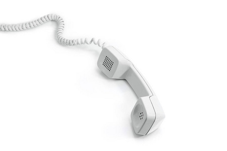 白色背景的现代座机电话听筒图片