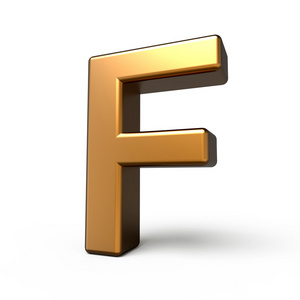3d 表面无光泽的金色字母 F