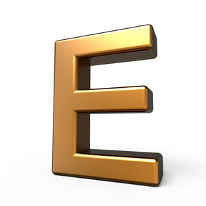 3d 表面无光泽的金色字母 E