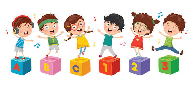 书包插画快乐儿童的矢量插画照片