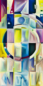 现代艺术题材的彩色图形片段构成的抽象背景