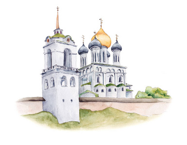 白俄罗斯建筑水彩图片