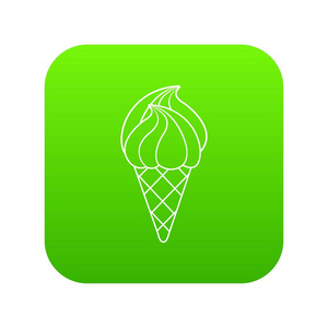 晶圆冰淇淋图标绿色矢量