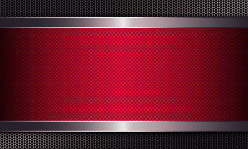 具有红色框架和金属色调网格的几何背景照片