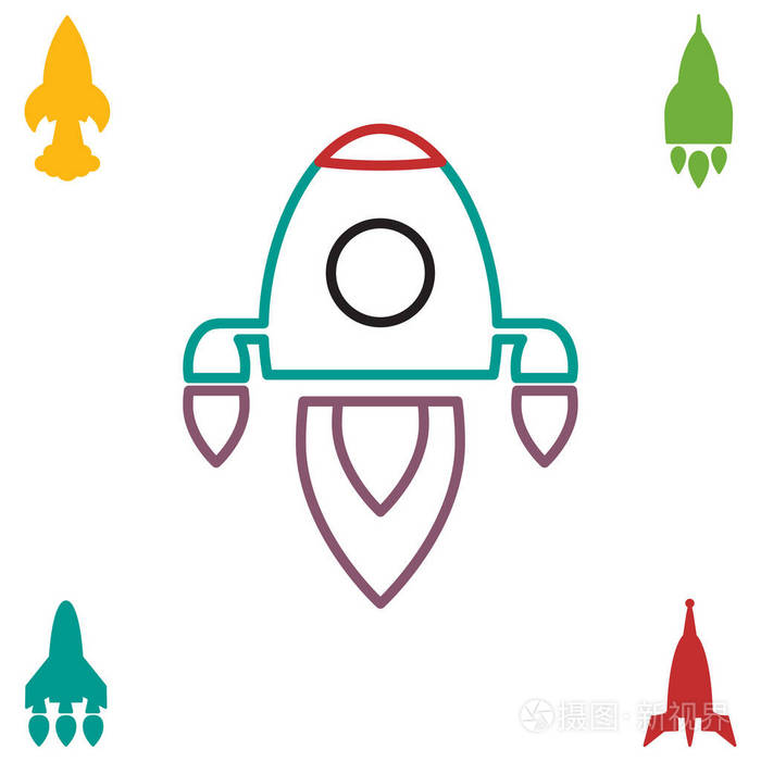 太空火箭图标或启动符号