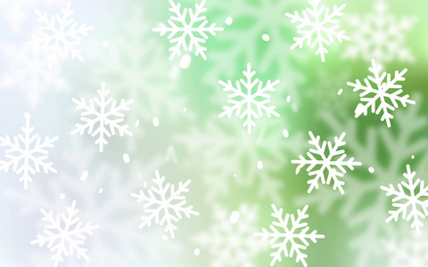 淡绿色矢量背景与圣诞雪花
