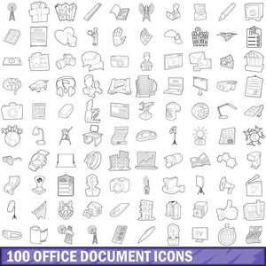 100 办公文档图标集，大纲样式