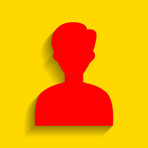 用户阿凡达  的插图。匿名登录。矢量。与柔和的阴影，在金色的背景上的红色图标
