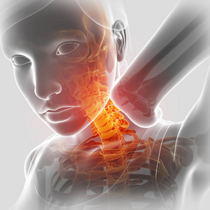 女性感觉颈部疼痛三维图